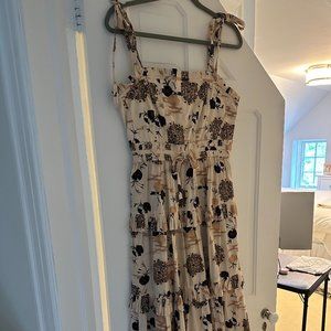 ULLA JOHNSON MADELINE IKAT POPLIN MIDI DRESS